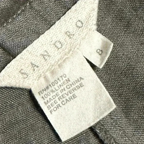 Sandro Womens Taupe Gray Linen Casual Wide Leg Pants Size 8 - Picture 6 of 6